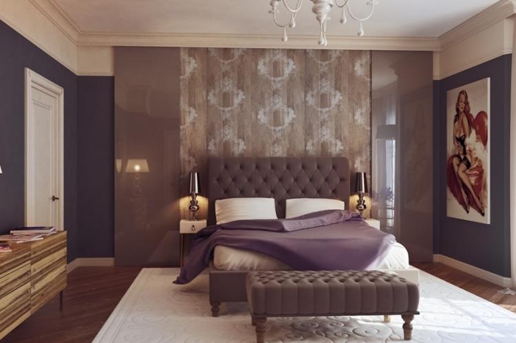 Сочетание фактур - Комбинирование обоев в спальне