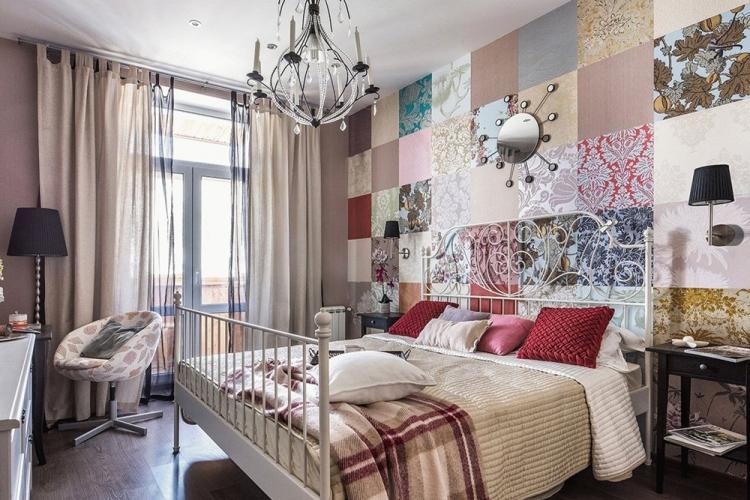 Сочетание фактур - Комбинирование обоев в спальне