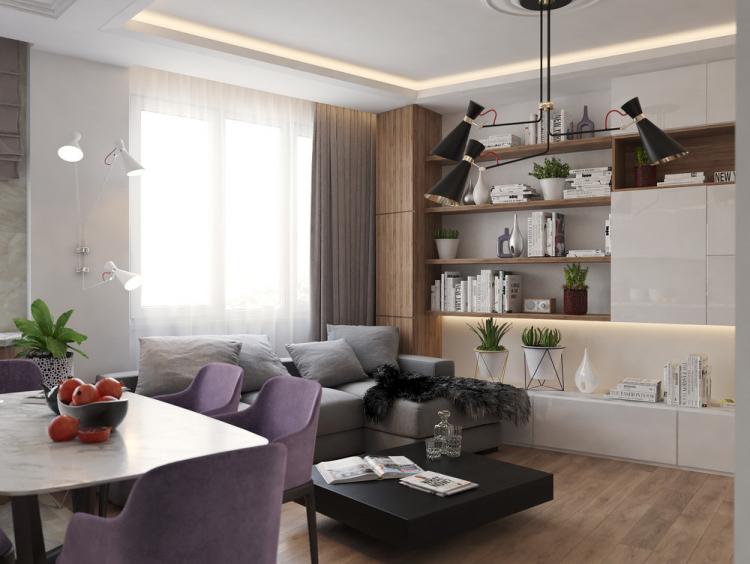 Кухня-гостиная «Achromatic & Color» - дизайн интерьера