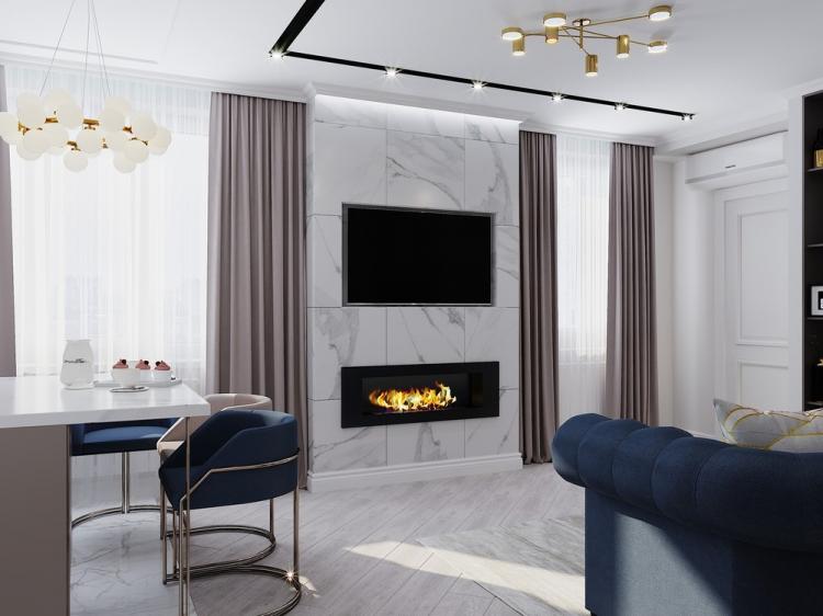 Кухня-гостиная «Elegant gold» - дизайн интерьера