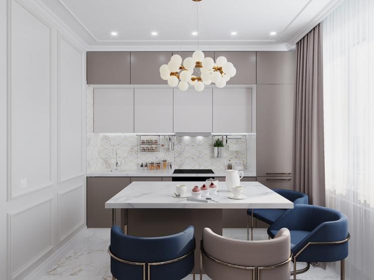 Кухня-гостиная «Elegant gold» - дизайн интерьера