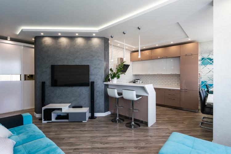 Кухня-гостиная «Turquoise Breeze» - дизайн интерьера