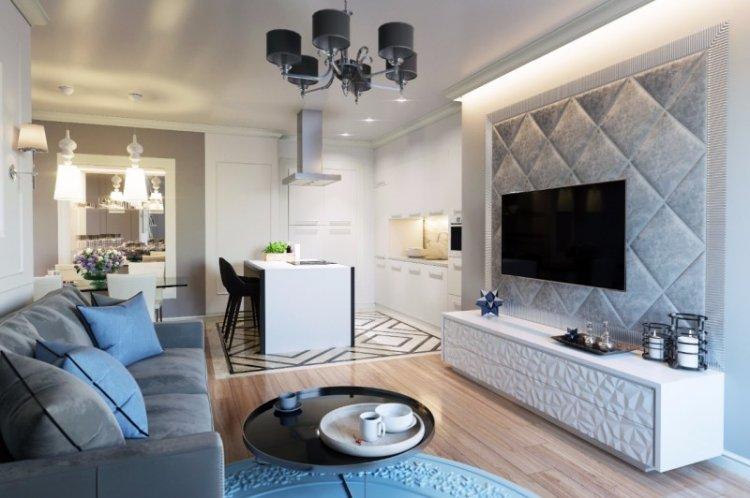 Освещение и подсветка - Дизайн кухни-гостиной в современном стиле