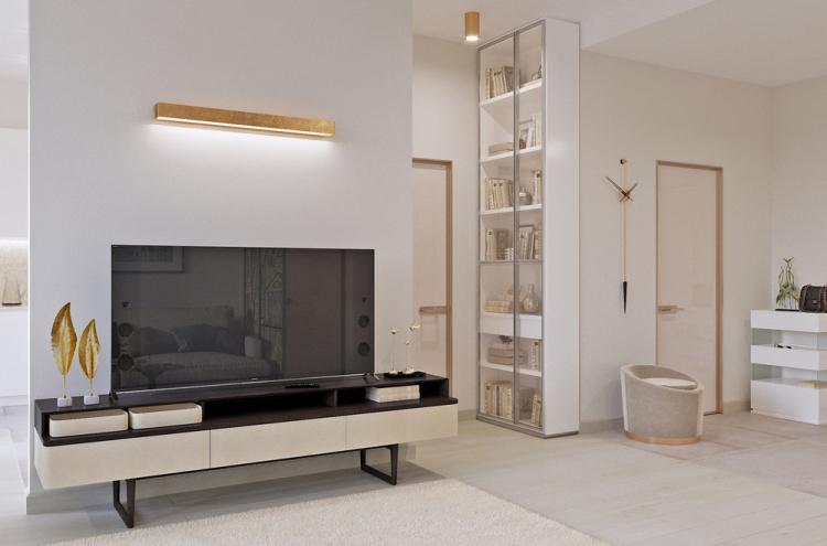 Кухня-гостиная в светлых тонах, 40 кв.м. - дизайн интерьера