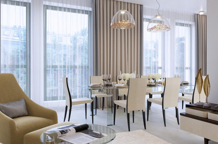 Кухня-гостиная в светлых тонах, 40 кв.м. - дизайн интерьера