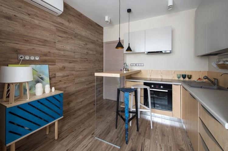 Ламинат на стене на кухне - фото