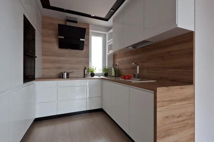 Ламинат на стене на кухне - фото