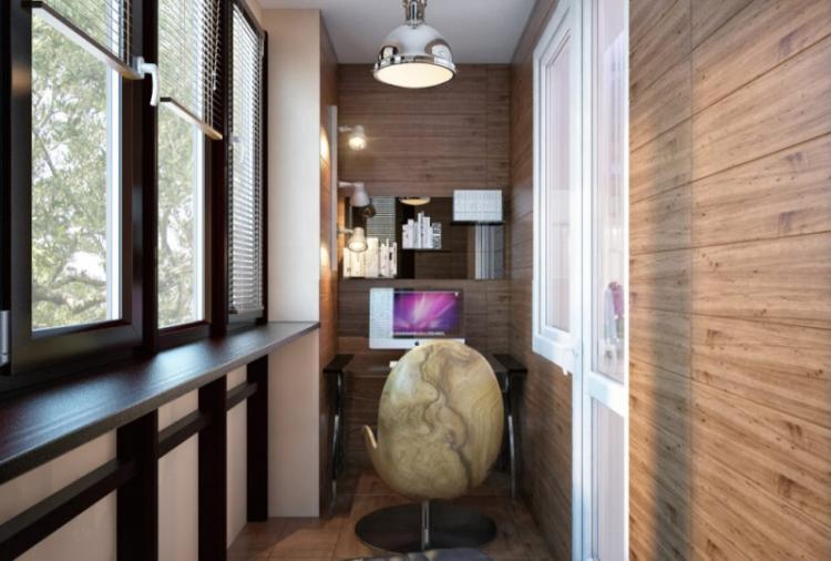 Ламинат на стене на балконе, лоджии - фото