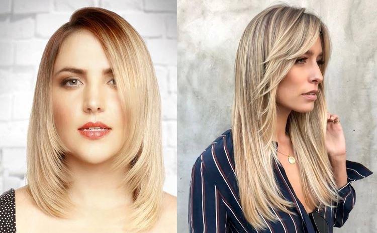 Лесенка на средние волосы с длинной челкой