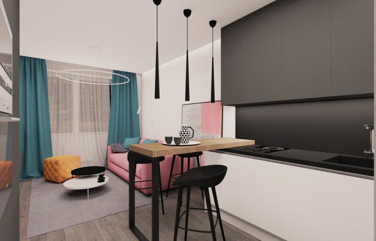 Маленькая квартира-студия в ЖК «Москвичка» - дизайн интерьера