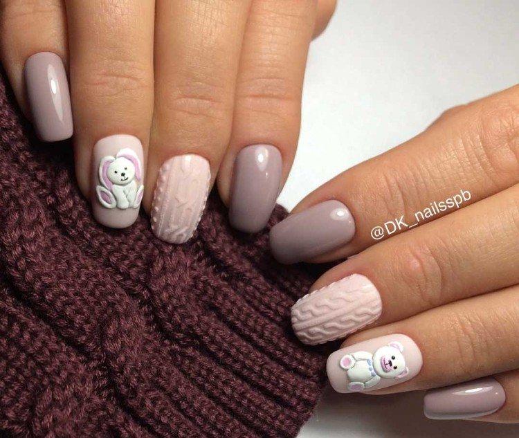 Вязаный маникюр на Новый год 2021