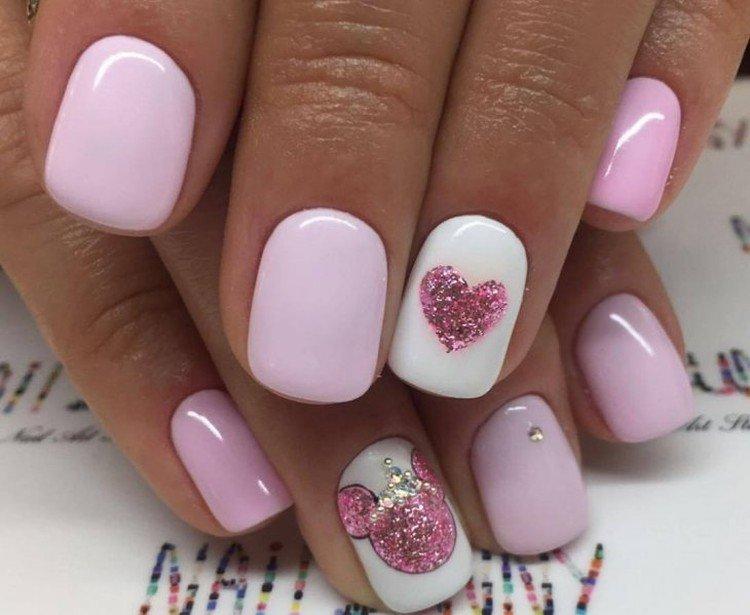 Романтичный розовый - Маникюр в школу на короткие ногти