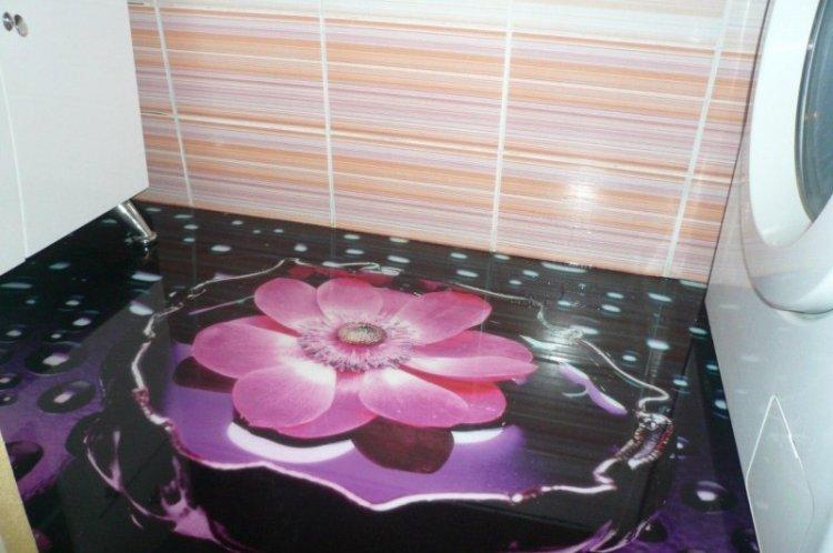 Наливные 3D-полы в ванной комнате - фото