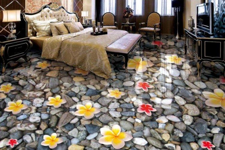 Наливные 3D-полы в спальне - фото