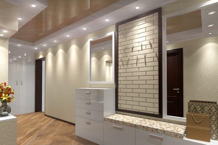 Натяжные потолки в интерьере прихожей - фото