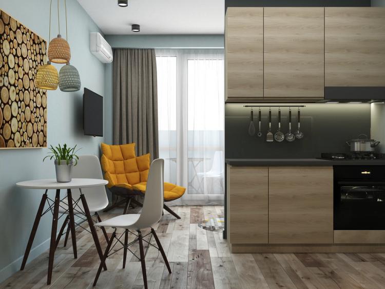 «Небесная лазурь»: Квартира 27 кв.м. - дизайн интерьера