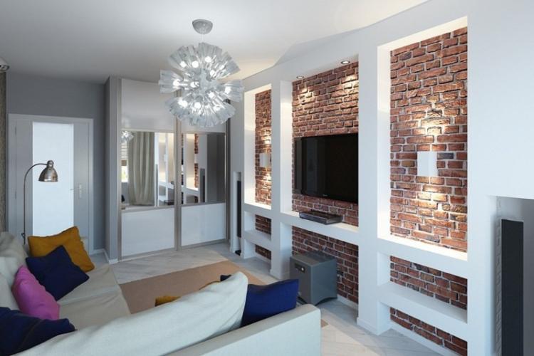 Ниша из гипсокартона под телевизор в гостиной