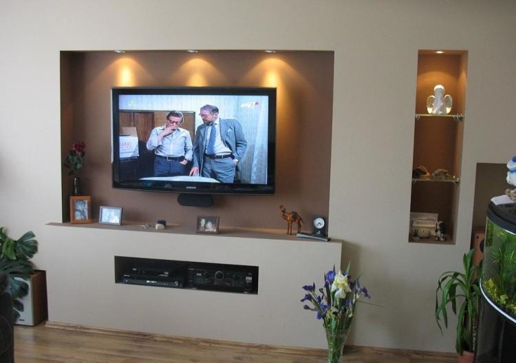 Покраска ниши - Ниша из гипсокартона под телевизор