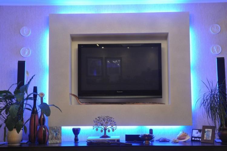 Подсветка ниши из гипсокартона под телевизор