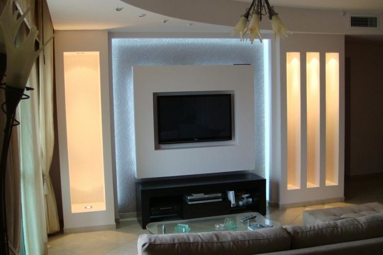 Ниша из гипсокартона под телевизор - фото