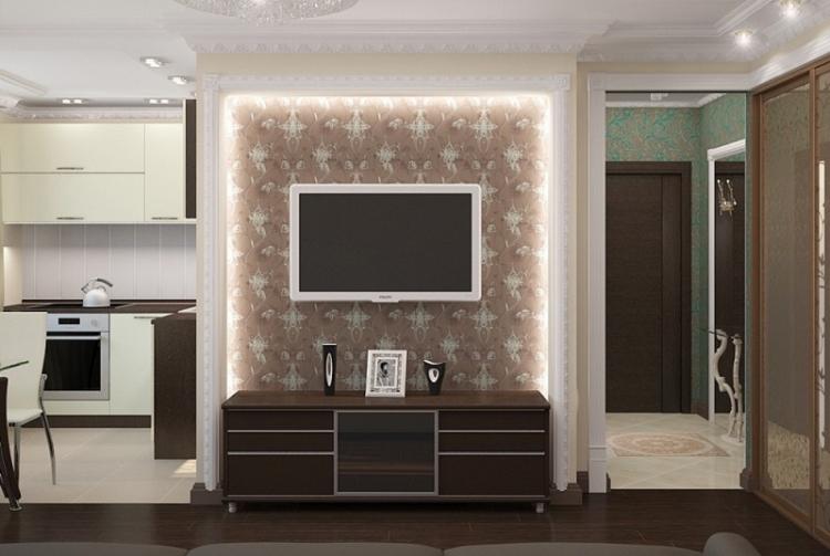 Ниша из гипсокартона под телевизор - фото