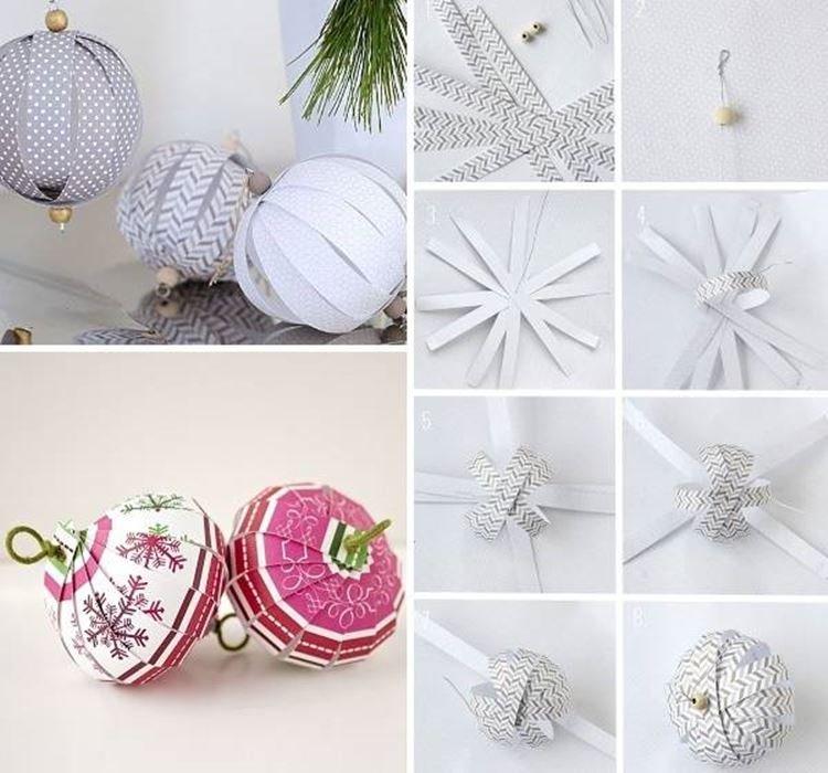 Шарики из упаковочной бумаги - Новогодние игрушки на елку своими руками