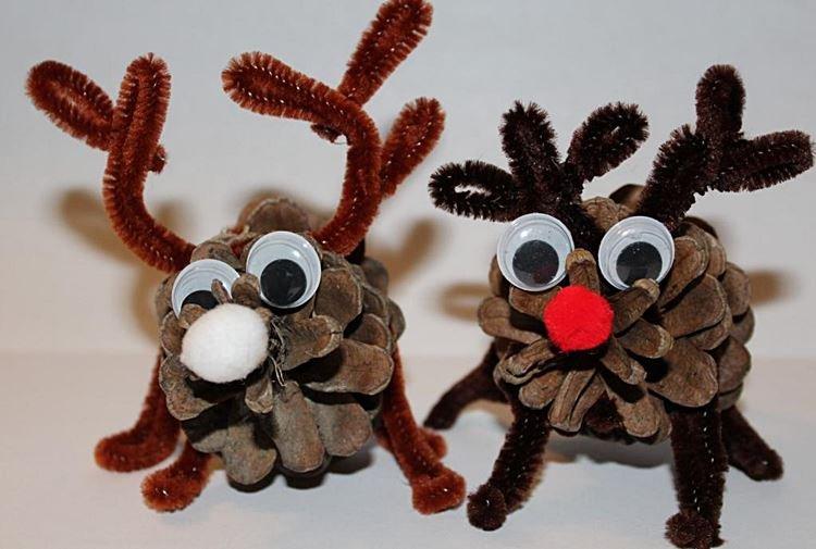 Новогодние поделки из шишек для детей - фото и идеи