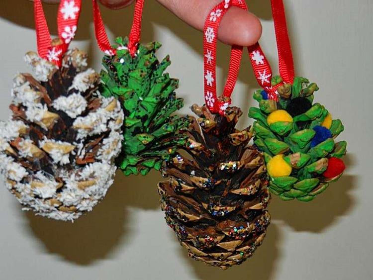 Новогодние поделки из шишек для детей - фото и идеи