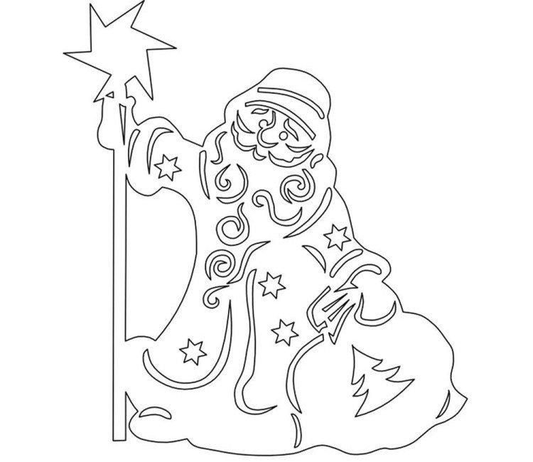 Дед Мороз - Новогодние трафареты 2021