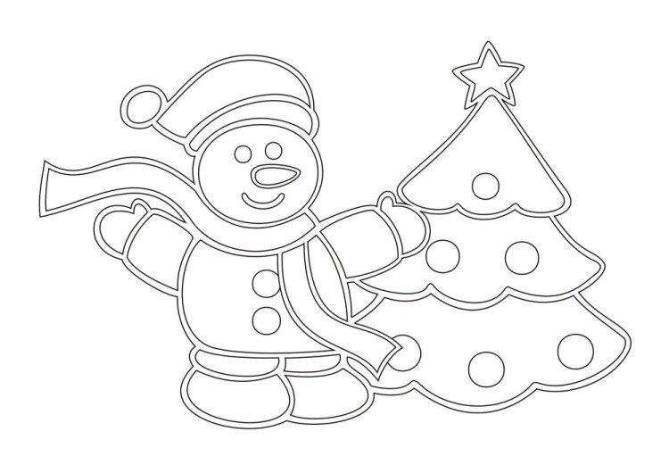 Снеговик - Новогодние трафареты 2021