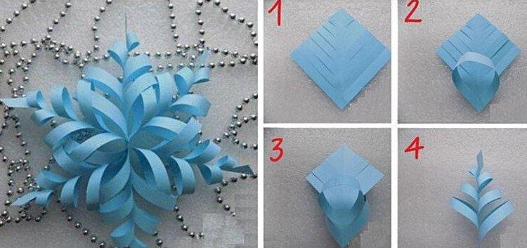 Объемная снежинка-колосок из бумаги