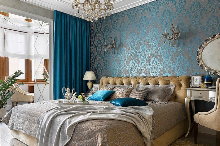 Синий - Цвет обоев для спальни