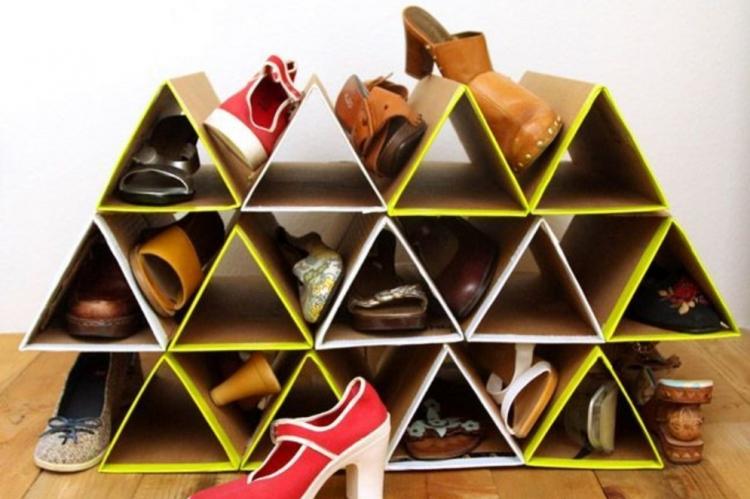 Обувница в прихожую из картона своими руками
