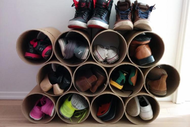 Обувница в прихожую из картона своими руками