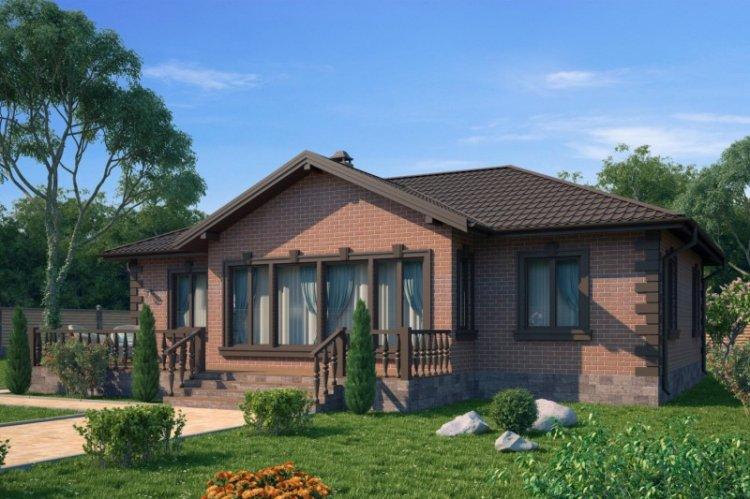 Одноэтажные дома из кирпича - проекты и фото