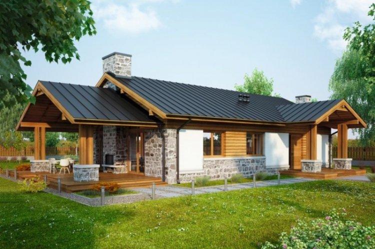 Одноэтажные дома с террасой - проекты и фото