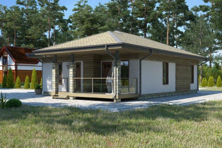 Одноэтажные дома с террасой - проекты и фото