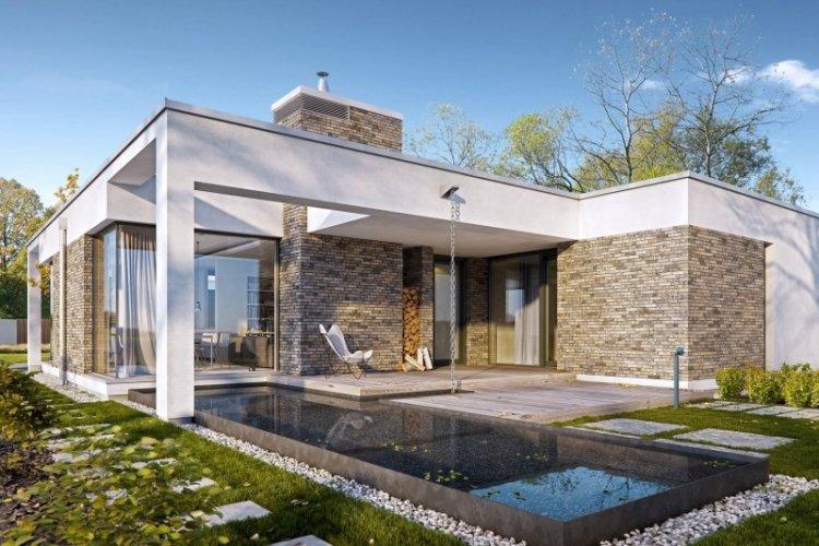 Одноэтажный дом с плоской крышей - проекты и фото