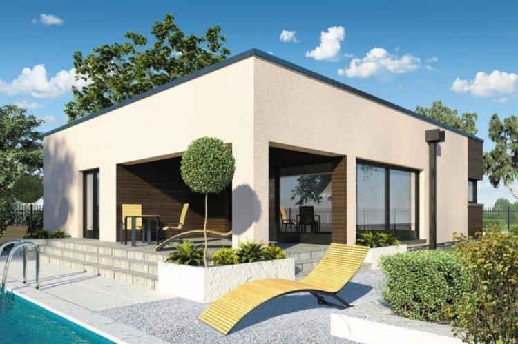 Одноэтажный дом с плоской крышей - проекты и фото