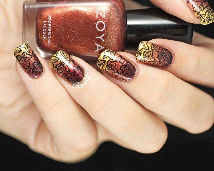 Разноцветный осенний маникюр 2020 - фото