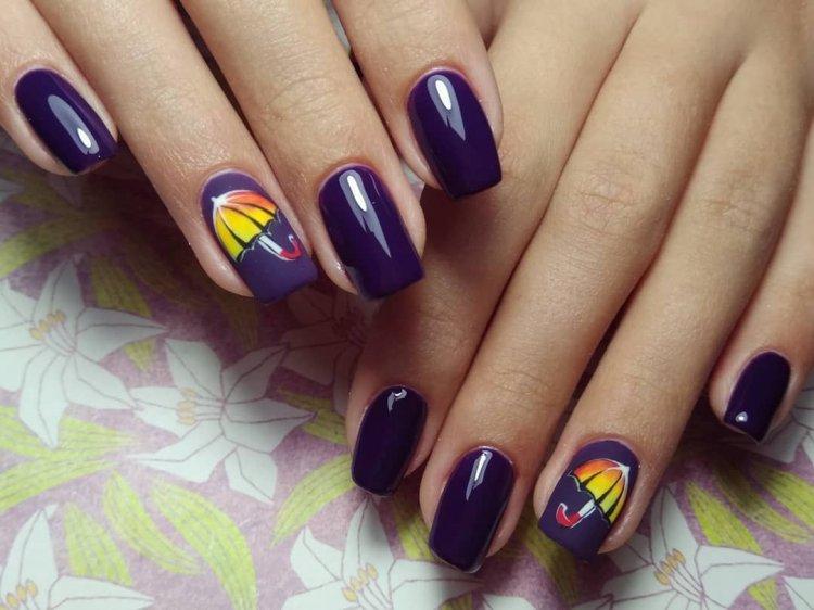 Осенний темный маникюр 2020 - фото