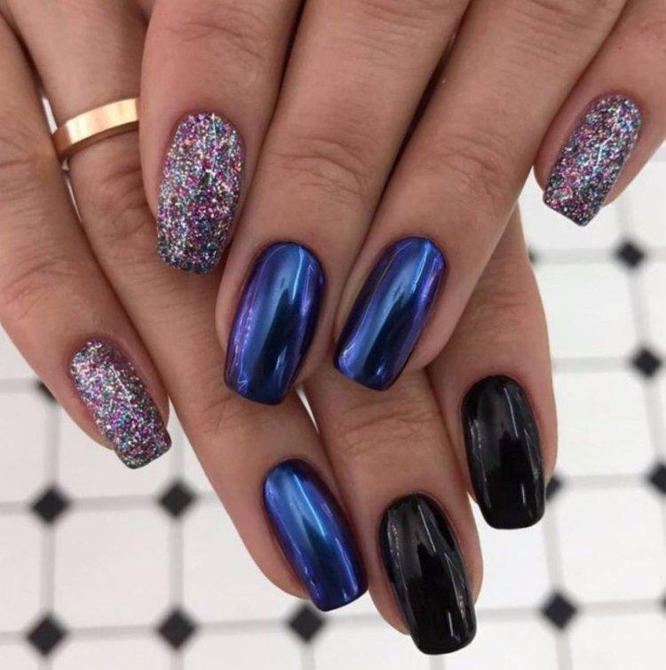 Осенний маникюр 2020 с втиркой - фото