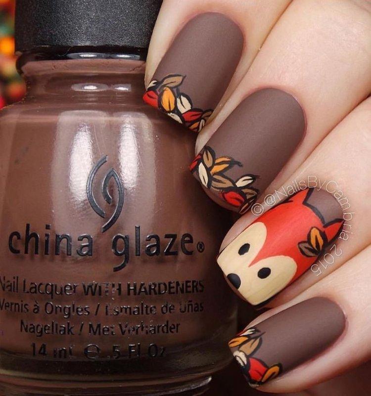 Осенний матовый маникюр 2020 - фото