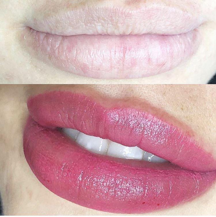 Перманентный макияж губ - фото до и после