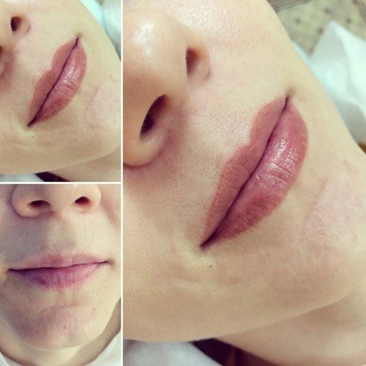 Перманентный макияж губ - фото до и после