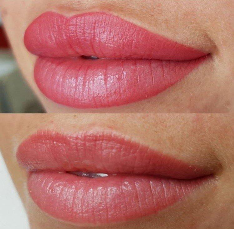 Перманентный макияж губ - фото до и после
