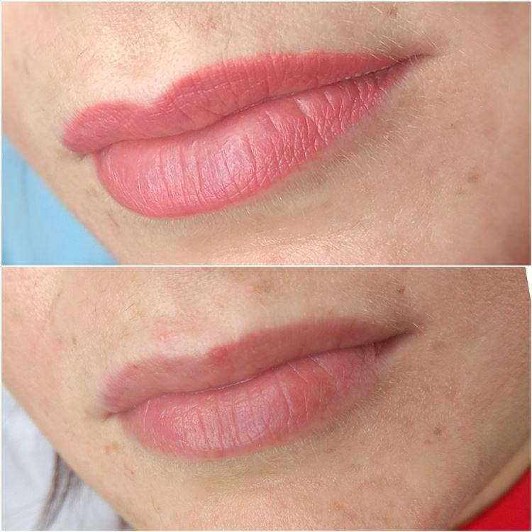 Перманентный макияж губ - фото до и после