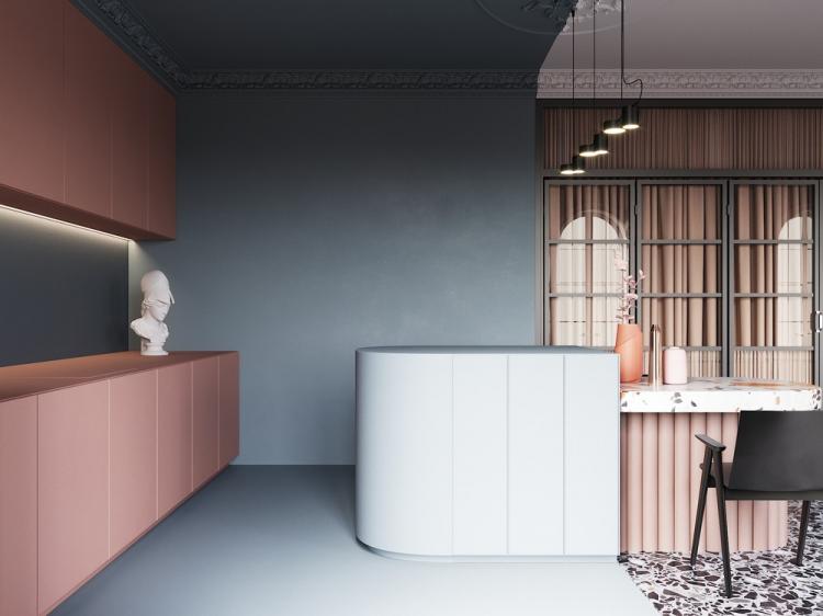 Pink&Blue: Дизайн-проект кухни-гостиной