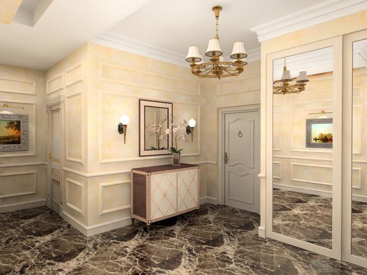 Плитка для пола в прихожей в классическом стиле