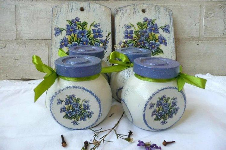 Кухонные баночки в технике декупаж - Подарок маме на День рождения своими руками
